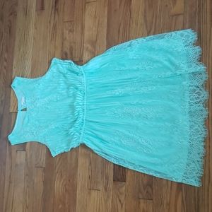 Xhilaration Large Sleeveless Pastel Green Blue Teal Lace Mini Dress Cocktail